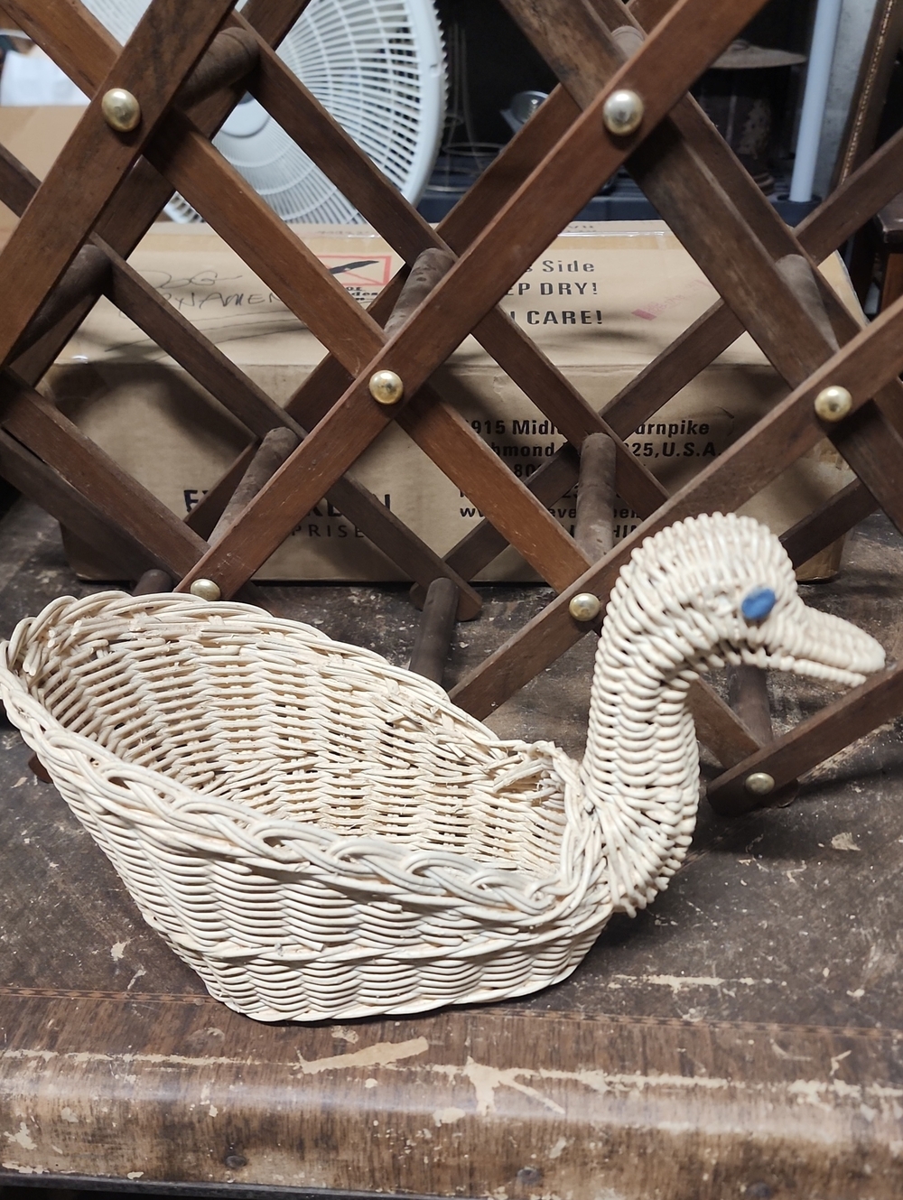 Wicker Swan Basket - Cream Decorative Home Accent